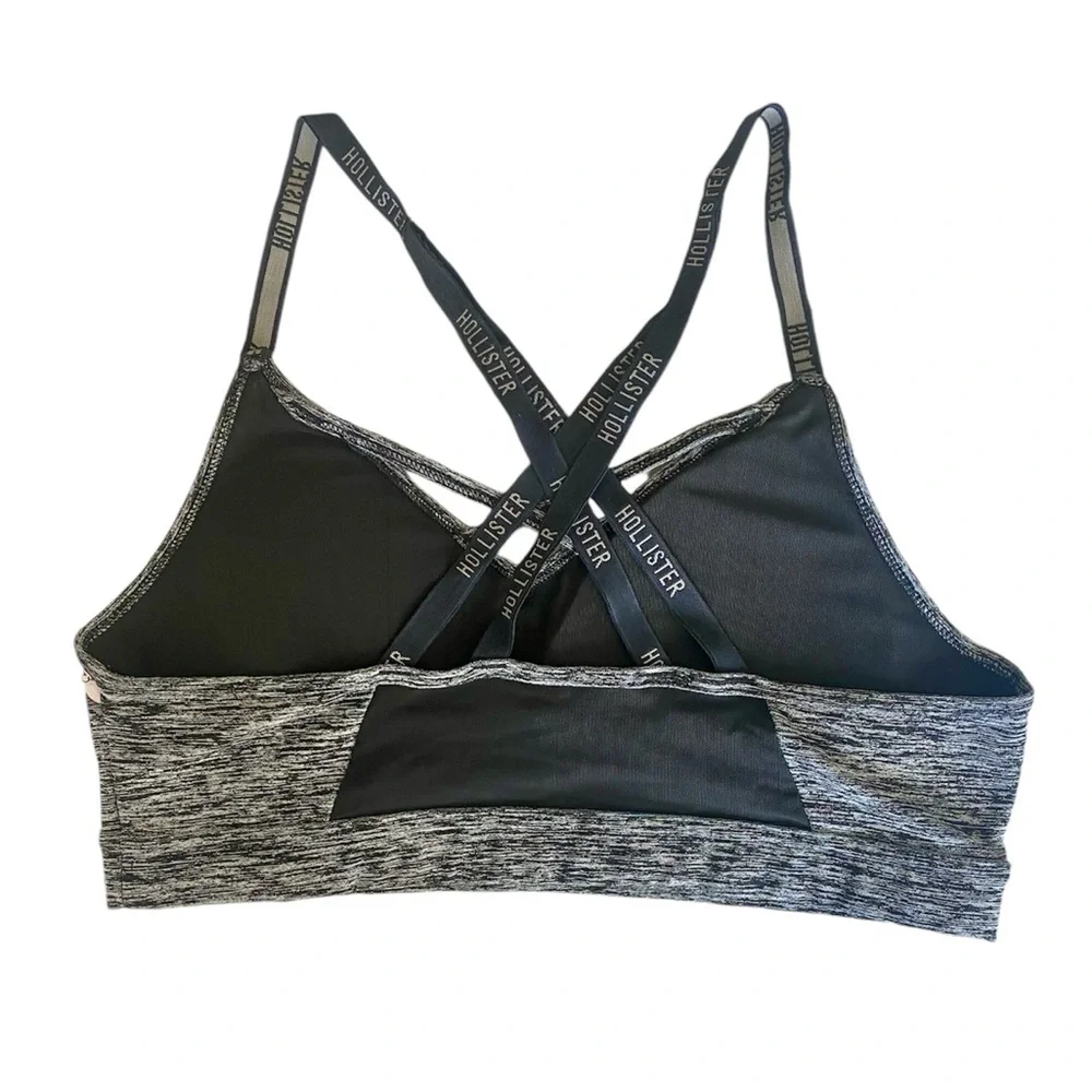 Hollister Sports Bra Adjustable Straps M/L Athletic Black Gray Pink Gym Workout